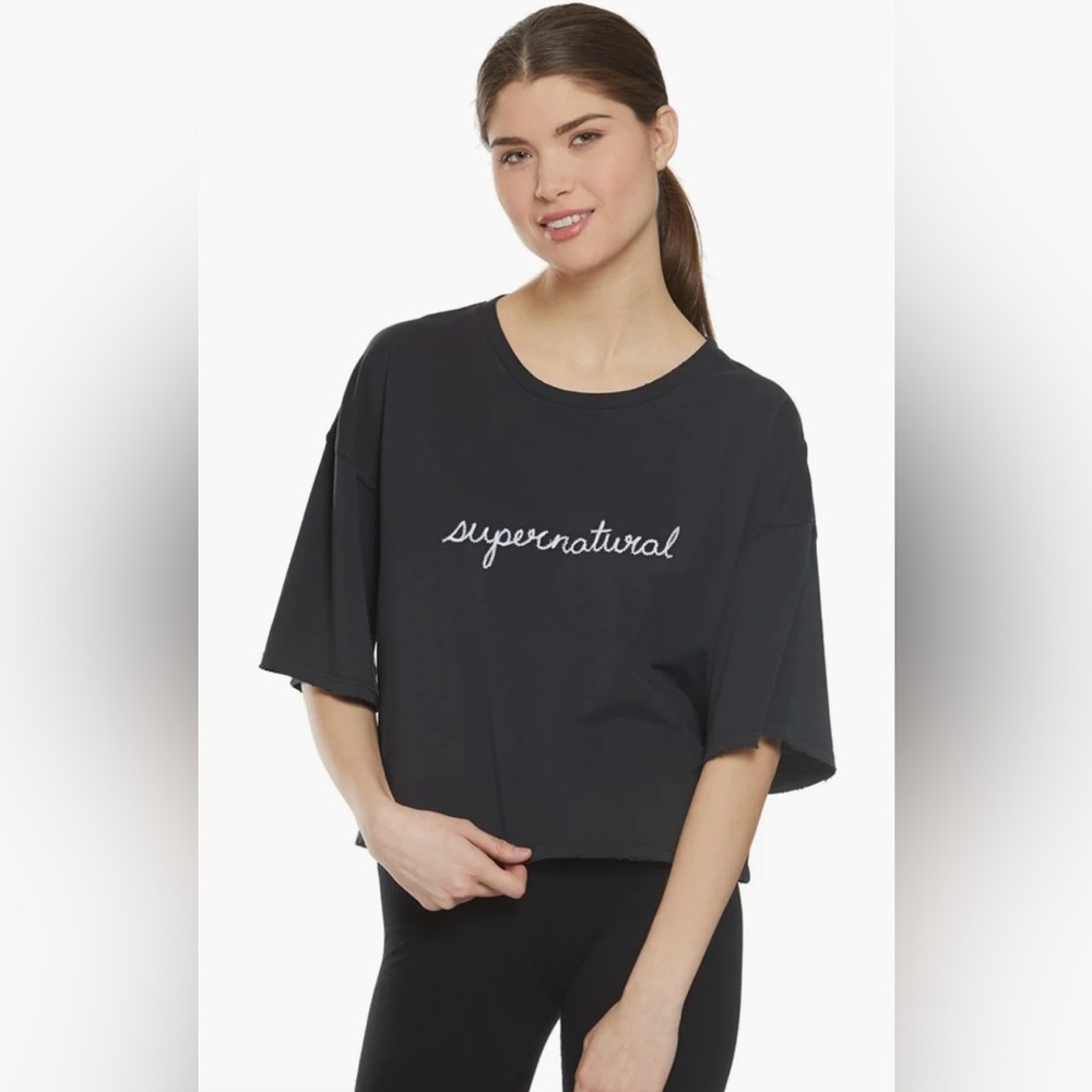 NWT Spiritual Gangster Supernatural Boyfriend T-shirt Cropped Black Sz L Relaxed